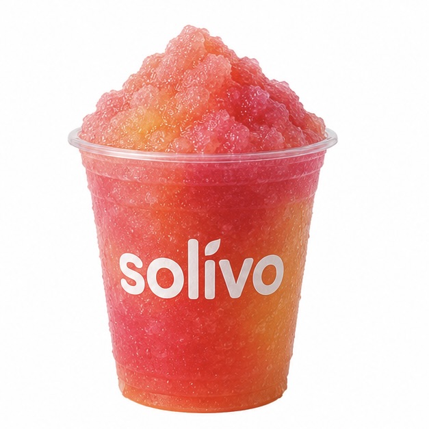 Orange-pinker Slush im solivo-Becher – Sorte Flamingo