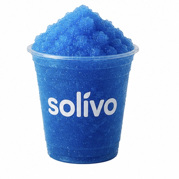 Blauer Slush im solivo-Becher – Sorte Blaue Himbeere