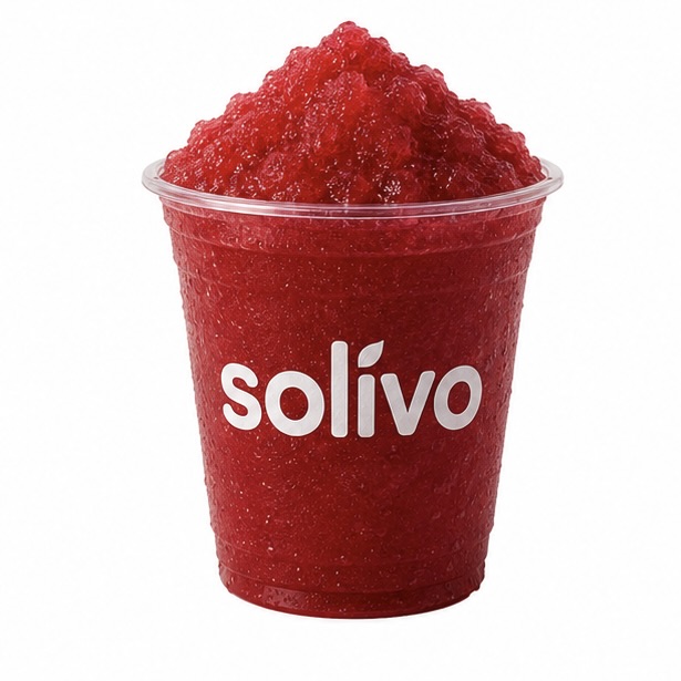 Roter Slush im solivo-Becher – Sorte Kirsch